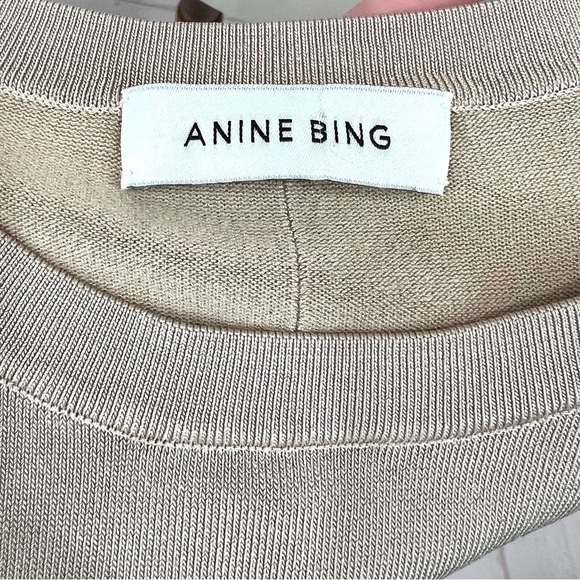 Anine Bing Sleeveless Noel Sweater Knit Tank Top Champagne Beige - Picture 12 of 15